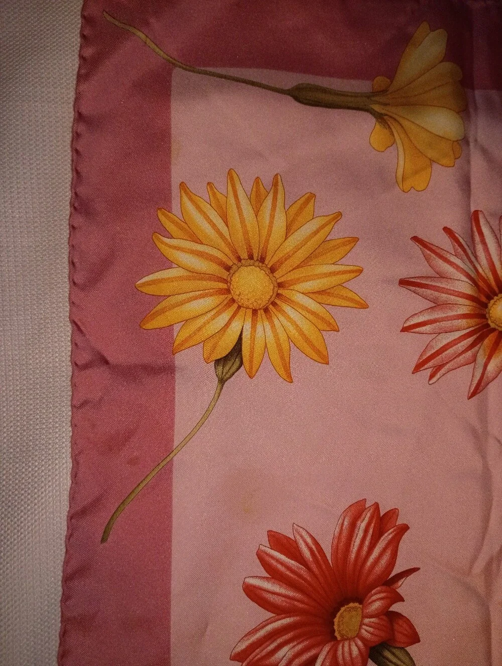Vintage Salvatore Ferragamo Pink Floral Silk Square Scarf Made In Italy Women's
